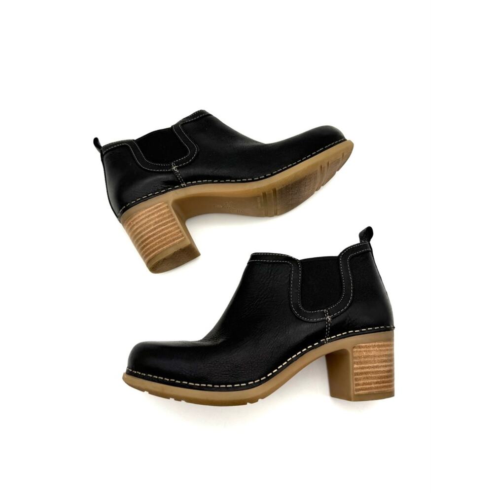 Dansko Harlene Black Leather Bootie Block Heel Ankle Boots EU 36 US 5.5-6 - Picture 7 of 14